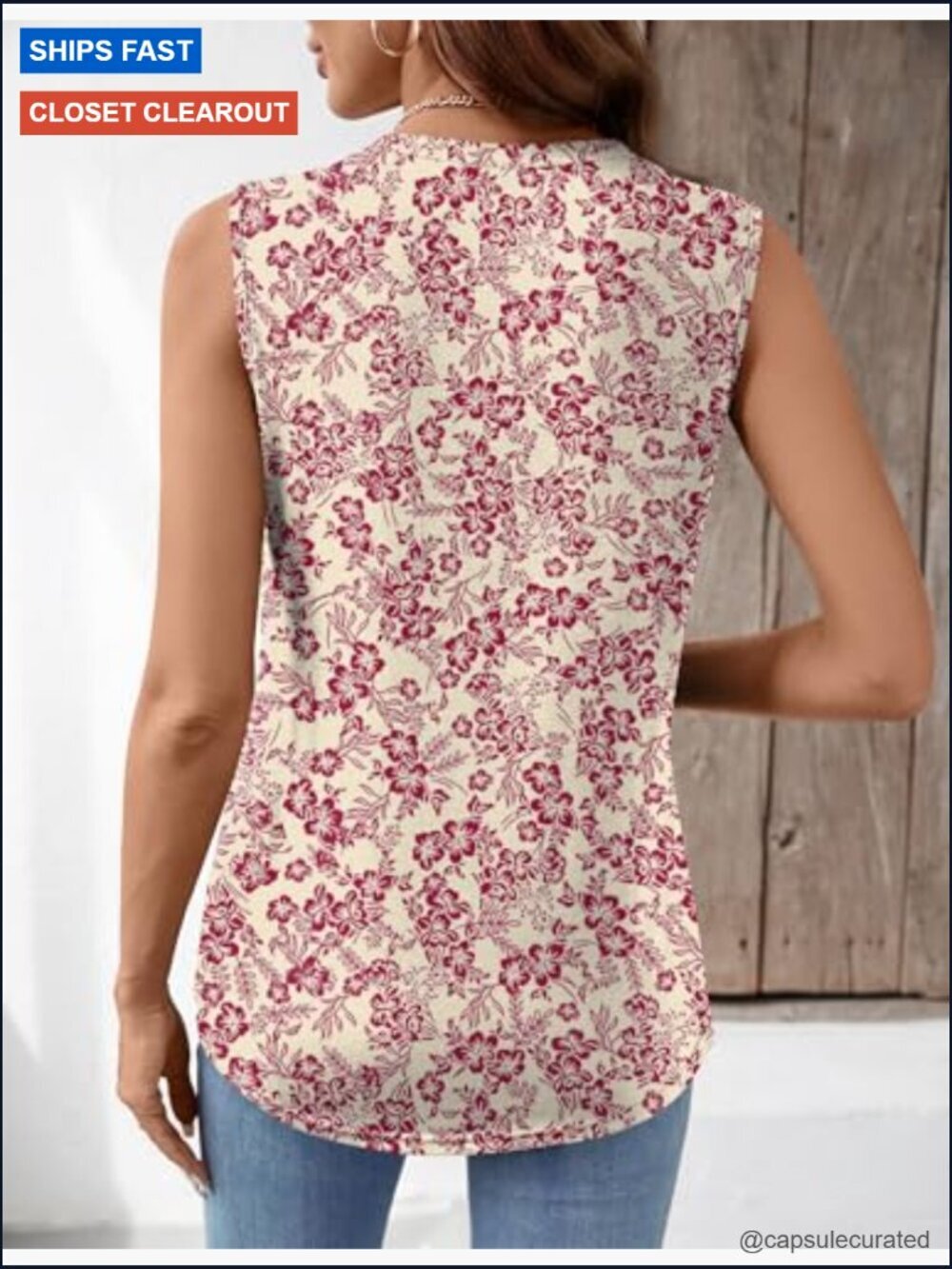 Loose Fit V-Neck Sleeveless Tank Top Blouse Summer Layering Tunic - Picture 6 of 7